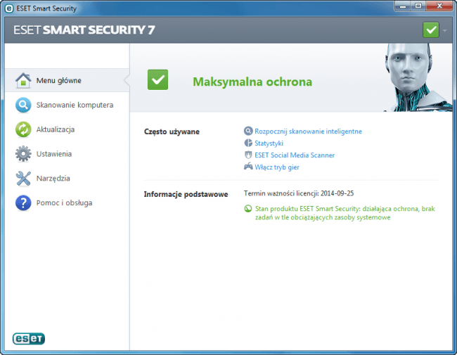 Okno programu ESET Smart Security 