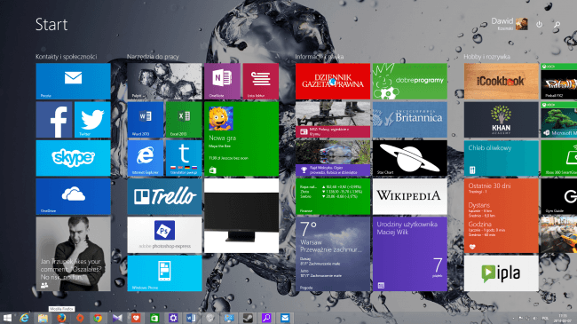 Menu Start w interfejsie kafelkowym Windows 81 update 1 