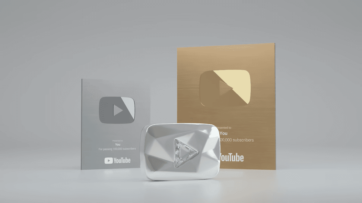 Srebrny, złoty i diamentowy przycisk YouTube 