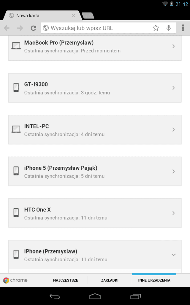 Chrome, Nexus 7 