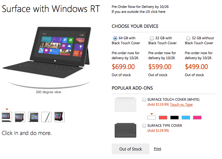 surface prices 