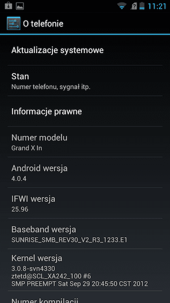 ZTE Grand X In Android 4.04 