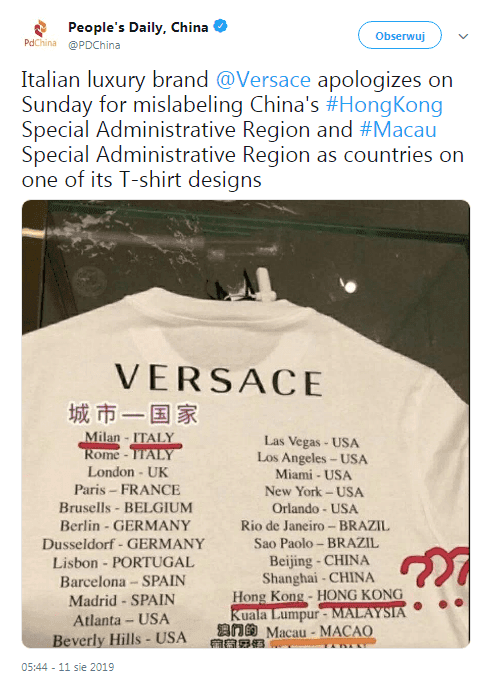 Sklepy odzieżowe Chiny 